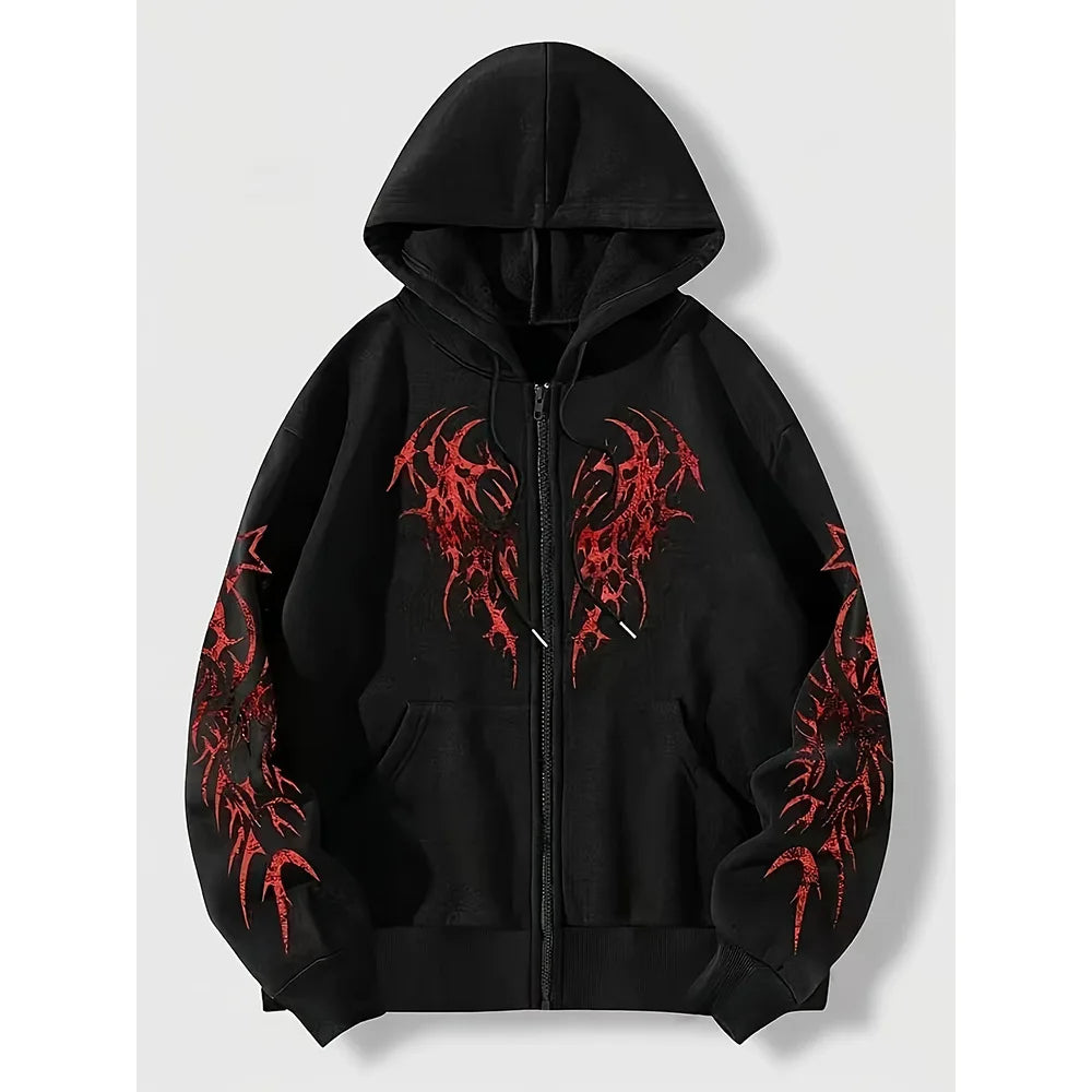 2025 Factory Wholesale Hooded Cardigan 3D Printing Fashion Casual All-match All-Year Zipper Solid Cross-Border Hoodie