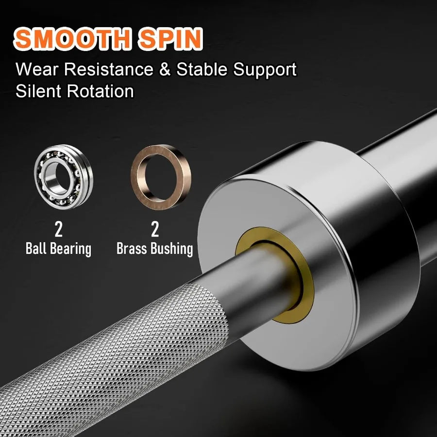 7ft  Barbell for Weightlifting Powerlifting 45LB Bar 700lbs Capacity Weight Bar for 2 Weight Plates for Home Gym Streng