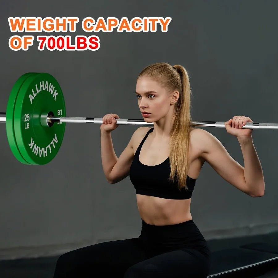 7ft  Barbell for Weightlifting Powerlifting 45LB Bar 700lbs Capacity Weight Bar for 2 Weight Plates for Home Gym Streng
