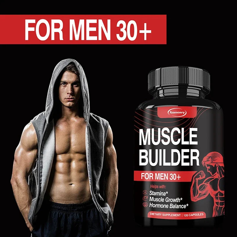 Muscle Builder for Men 30+ - Boosts Muscle, Strength and Endurance, Supports Hormone Balance