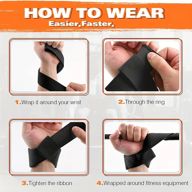 Wrist Straps for Weight Lifting Lifting Straps for Weightlifting Gym Wrist Wraps with Extra Hand Grips for Strength Training
