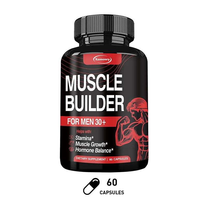 Muscle Builder for Men 30+ - Boosts Muscle, Strength and Endurance, Supports Hormone Balance