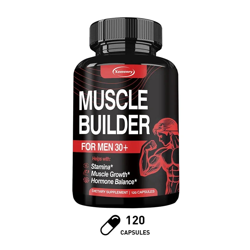 Muscle Builder for Men 30+ - Boosts Muscle, Strength and Endurance, Supports Hormone Balance