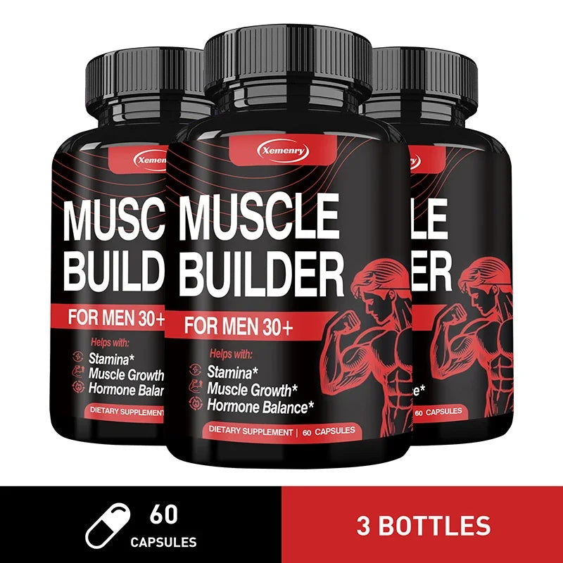 Muscle Builder for Men 30+ - Boosts Muscle, Strength and Endurance, Supports Hormone Balance