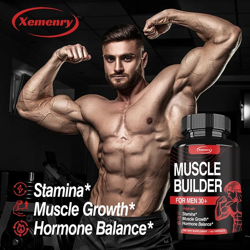 Muscle Builder for Men 30+ - Boosts Muscle, Strength and Endurance, Supports Hormone Balance