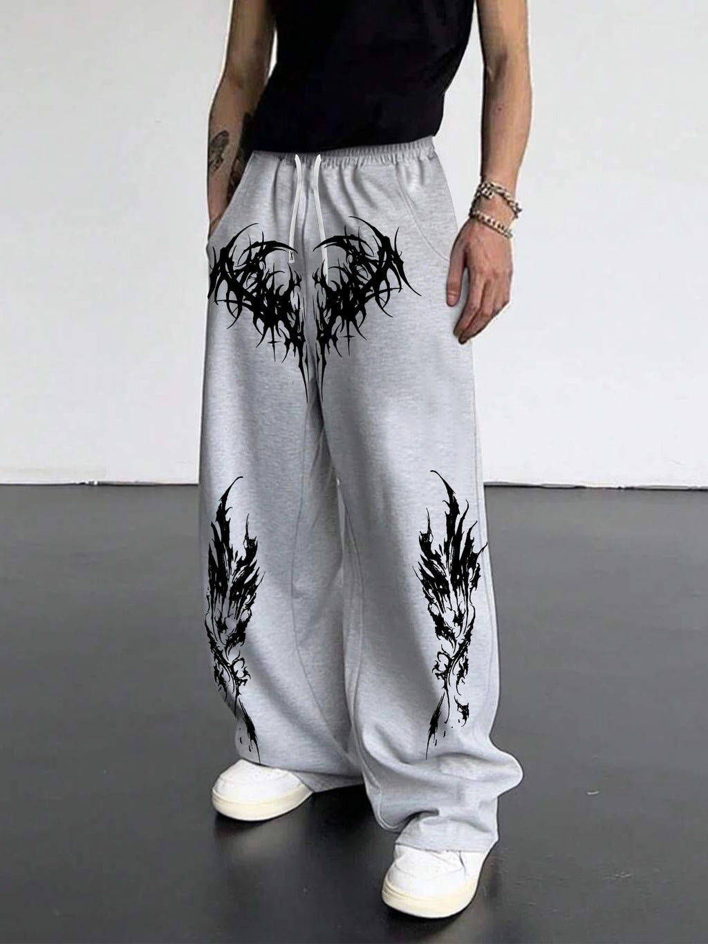 Gothic dark style men's casual sports jogging pants fashion trend sports long wide leg pants men clothing baggy pants