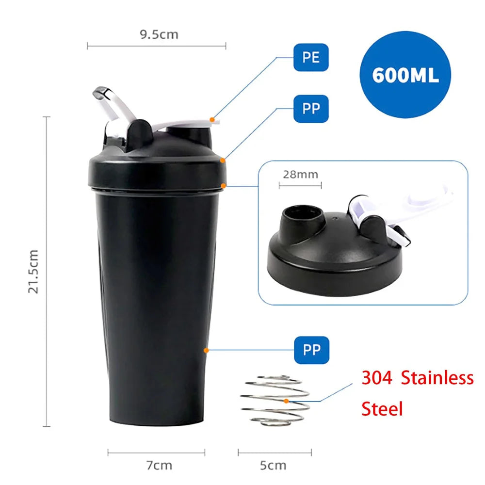 1pc Shaker Bottle 600ml Portable Fitness Bottle 20oz Protein Shaker Bottle Perfect For Fitness Enthusiasts Athletes