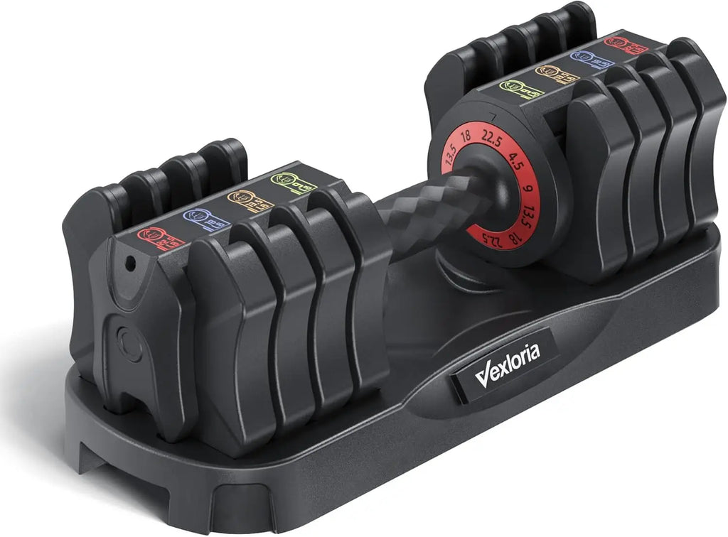 Adjustable Dumbbell, 22.5lb 5-in-1 Quick Adjust Dumbbell, Free Weights with Storage Tray for Home Gym, Full Body Workout Equ