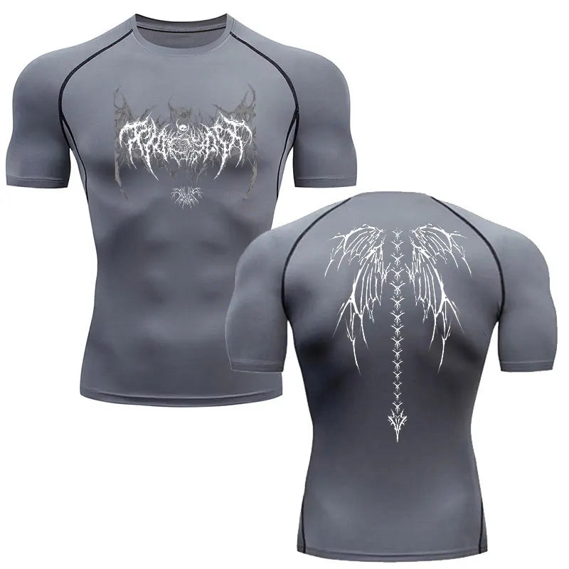 Y2K Compression Shirt Men Fitness Gym Skeleton Sport Running T-Shirt Rashgard Tops Tee Quick Dry Short Sleeve T-Shirt For Men