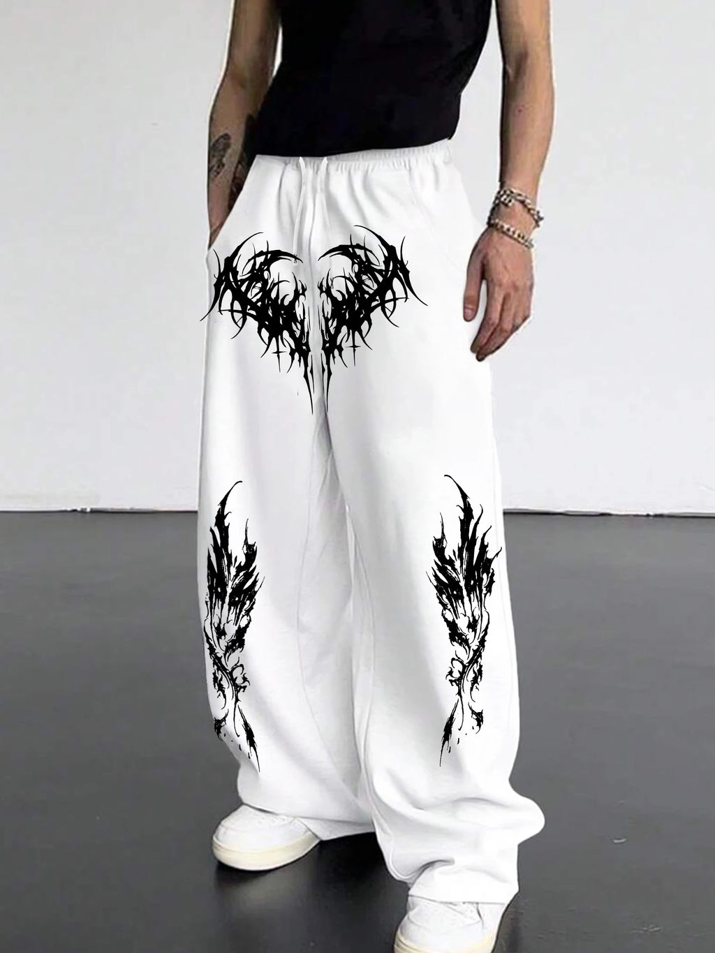 Gothic dark style men's casual sports jogging pants fashion trend sports long wide leg pants men clothing baggy pants