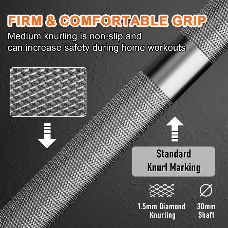 7ft  Barbell for Weightlifting Powerlifting 45LB Bar 700lbs Capacity Weight Bar for 2 Weight Plates for Home Gym Streng