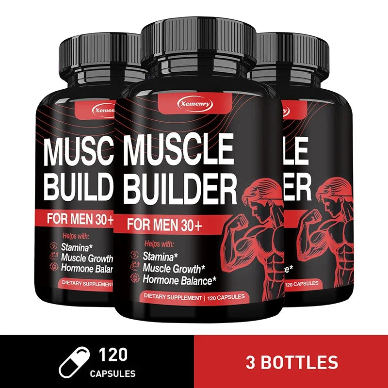Muscle Builder for Men 30+ - Boosts Muscle, Strength and Endurance, Supports Hormone Balance