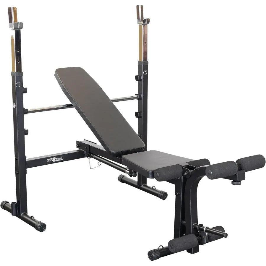Adjustable Weight Bench with Leg Developer and Folding Storage Fits 6' and 7' Barbells, Home and Commercial Gym Equipment, Midni